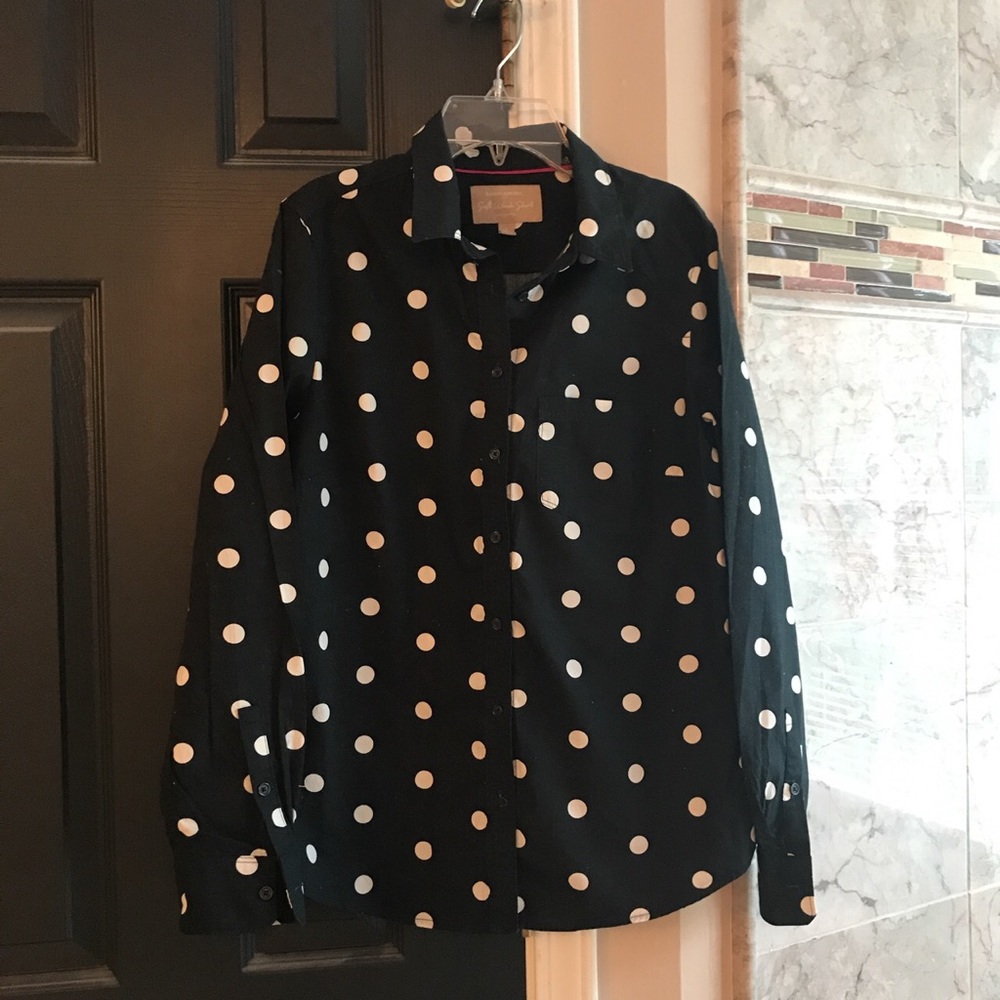 Black and white polka dot button down shirt